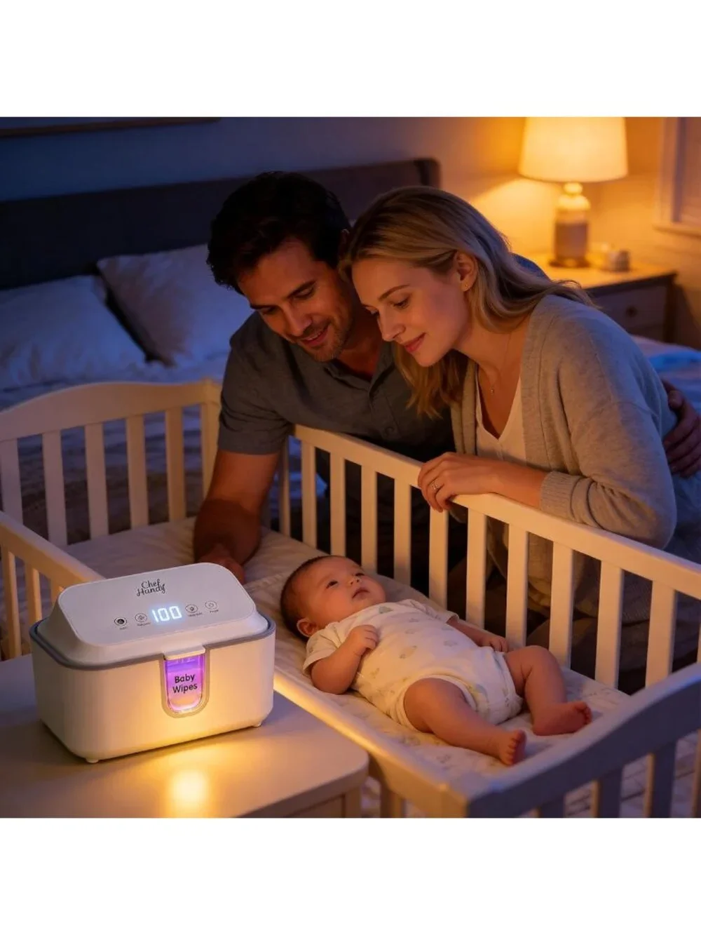 UV Sanitizing Wipe Warmer - Large Capacity, 3 Temp Settings, Night Light & Quiet